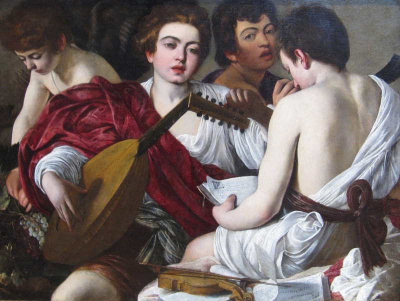 art, instrument, Musicians, luminos, 1080P, pictura, painting, boy, caravaggio