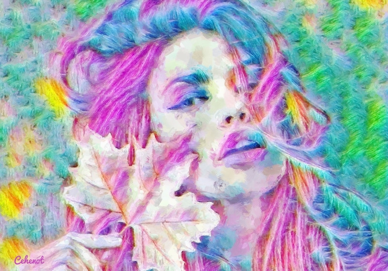 dyed hair, young adult, abstract, painting, headshot, pictura, autumn, human face, green, women, blue, woman, close-up, face, face paint, 1080P, one person