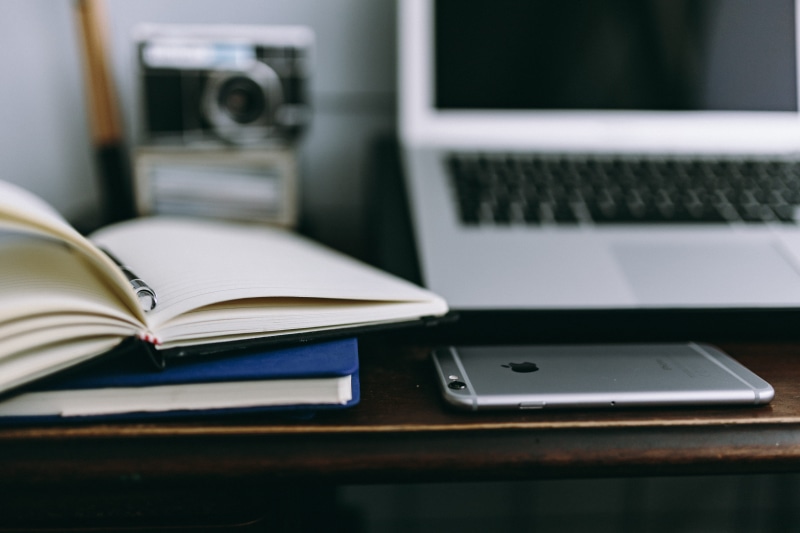 work, close-up, book, communication, technology, workplace, open, wireless technology, empty notebook, Elegant, laptop, office, moleskin, connection, phone