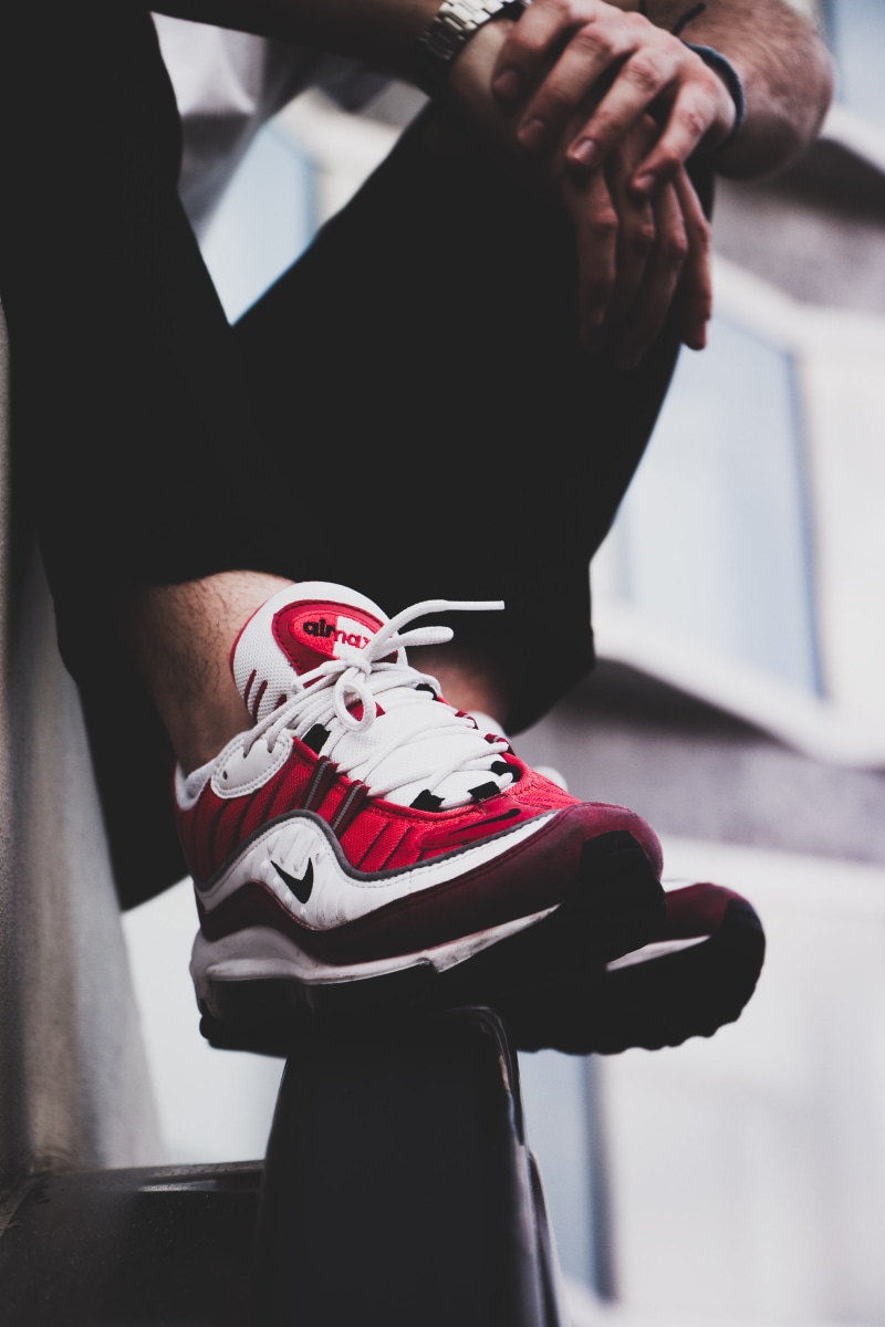 occupation, human limb, red, white, hand, focus on foreground, men, shoes, max, mode, human body part, nike, airmax, real people, street, fashion, hypebeast