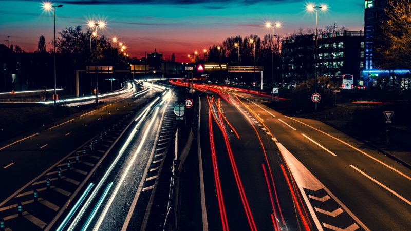 glowing, multiple lane highway, lighting, long exposure, building, photography, transportation, street, road, speed, tarmac, sleeve, clothing, motion, architecture