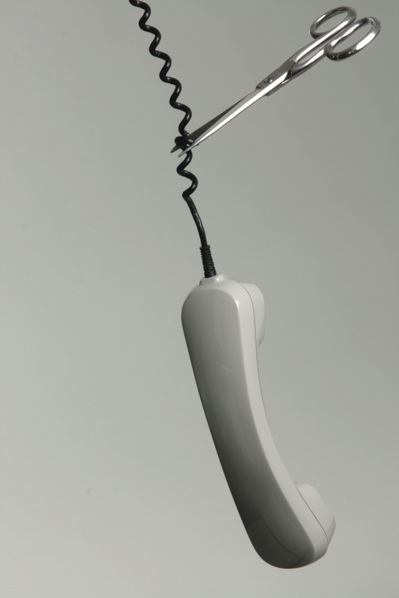 sabotage, listeners, black color, line, still life, connection, cable, sever, high angle view, indoors, single object, 4K, cut out, copy space, gray, technology