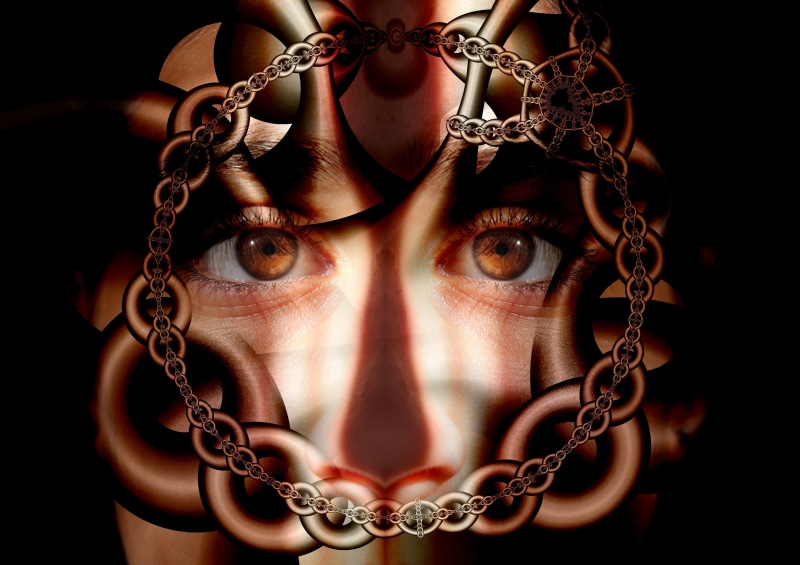 caught, patient, looking at camera, man, paranoia, aggression, chains, affective disorder, mania, schizophrenia, personality disorder, diagnosis, hallucination