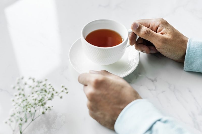 hot drink, earl grey, marble, crockery, enjoying, english tea, drink, coffee, background, person, holding, lifestyle, indoors, cozy, human hand, coffee cup