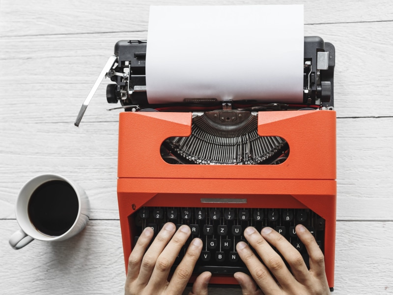 classic, journalism, human hand, vintage, human body part, 4K, author, flat lay, typing, work, directly above, paper, wooden table, public domain images