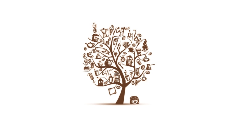 single object, no people, spoon, creativity, copy space, luxury, wealth, cup, drawing, minimalism, trees, gold colored, cut out, 1080P, ornate, close-up