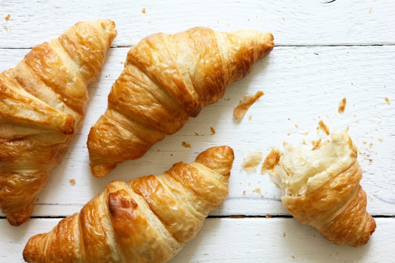 brown, puff pastry, close-up, table, ready-to-eat, food, food and drink, sweet food, directly above, high angle view, indoors, still life, temptation, bread