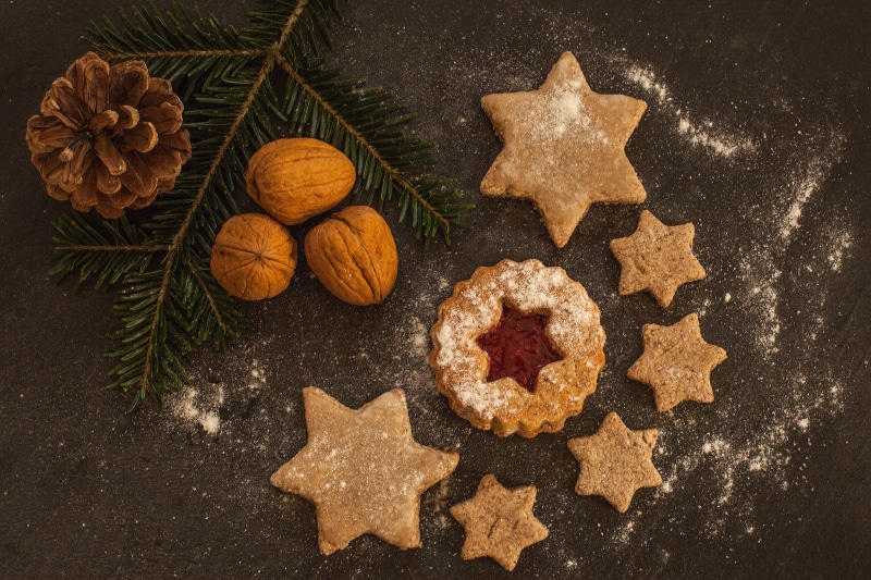 high angle view, food, decoration, xmas, christmas, gingerbread Cookie, baked, baking, brown, backgrounds, cake, cinnamon, still life, indoors, 4K, anise