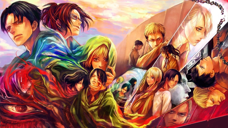 1080P, 1920x1080, titan, attack, lot, anime, characters, attack on titan