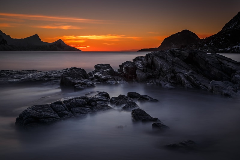 dust, dusk, landscape, nature, color, globetrotter, beach, canon, long  exposure, Stein  stone, eos, Travel Photography, europe, haukland, sun, light, fjord
