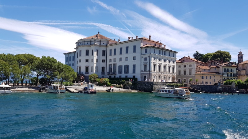 lago maggiore, landscape, isola bella, no people, nature, blue, island, building exterior, boromeo, sky, outdoors, plant, transportation, water, mode of transportation