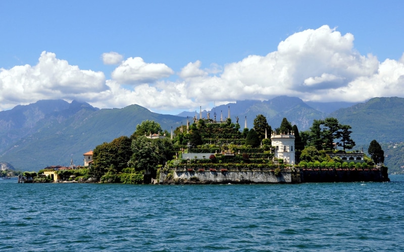 1080P, Italy, Palazzo Borromeo, Palace, water, island, mountains, clouds, Lake Maggiore, Alps, Borromeo Palace, Piedmont, Isola Bella, lake