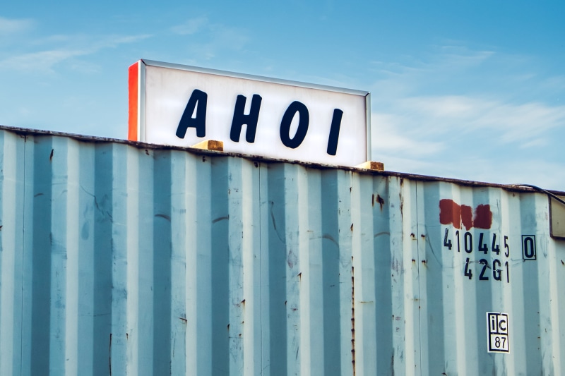 sky, container, germany, mainz, shack, metal, 2K, corrugated, no people, moin, nature, architecture, planke nord, outdoors, western script, rural, information sign