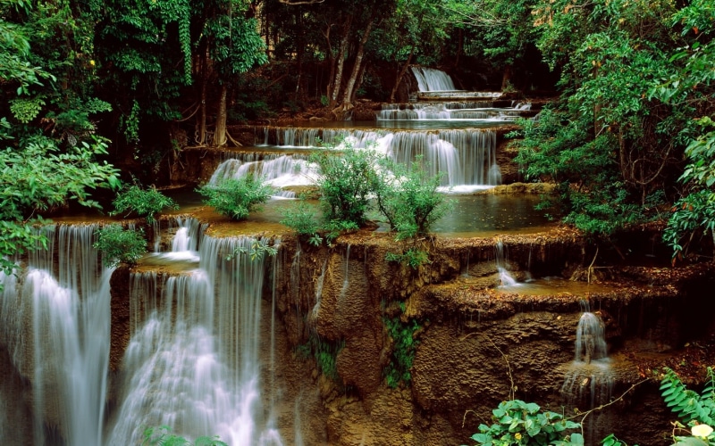falling water, woodland, tree, nature, thailand, scenics, heaven, stream, outdoors, purity, backgrounds, beauty In Nature, flowing Water, long exposure