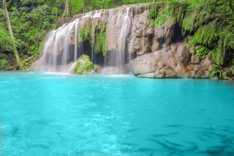 tree, freshness, waterfront, forest, no people, day, wet, kanchanaburi Province, travel, 2K, river, springtime, rock - Object, sea, clean, scenics - nature