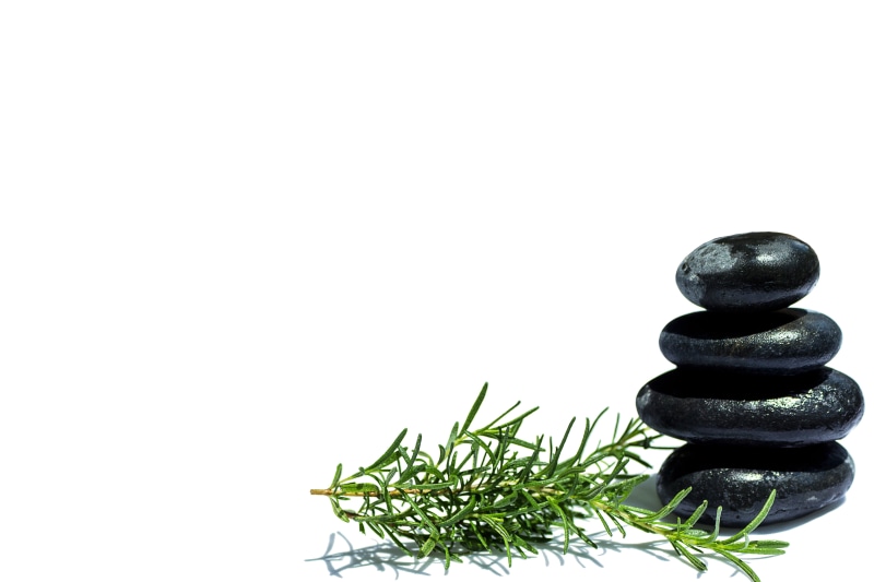 stone, balance, copy space, green color, nature, black color, stones, 5K, plant, studio shot, massage, solid, ad, zen-like, stone - object, no people