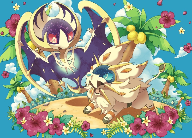 pokemon, solgaleo, hibiscus, lunala, 1080P, day