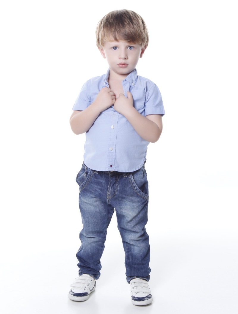 son, fashion, jeans, boy, young, casual clothing, child, blue, fun, looking at camera, beauty, white background, smile, males, love, studio shot, shoe