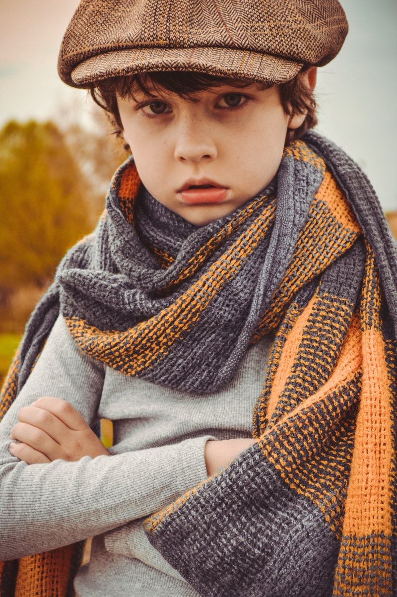 contemplation, sweater, portrait, advertising, baby, felt, child, hat, autumn, orange, photo, boy model, children photographer, cute, kids, day, london