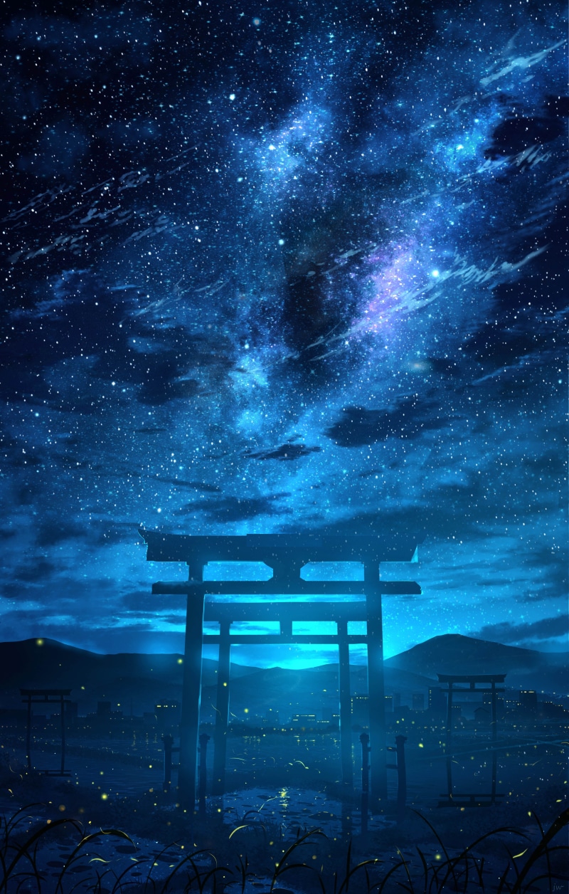 HuashiJW, torii, anime, 5K