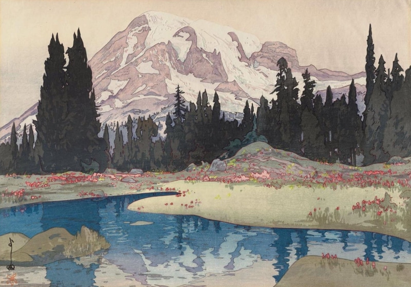 painting, mountains, Yoshida Hiroshi, artwork, water, 720P, Japanese