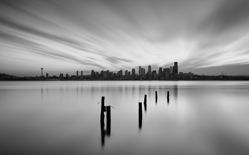 smooth, morning, west seattle, Sigma, B+W, Seattle  Washington, 35mm, ND, sunset, long exposure, 5K, escape, clouds, skyscraper, HSM, downtown District