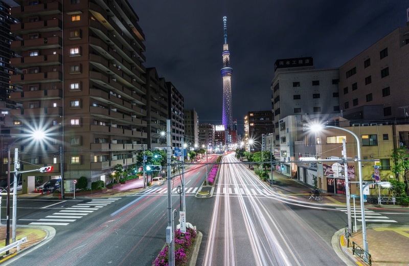 tower, bridges, 720P, monuments, light, panorama, towers, rivers, cities, japon, ray, tokyo, building, panoramic, japan, way, architecture, night