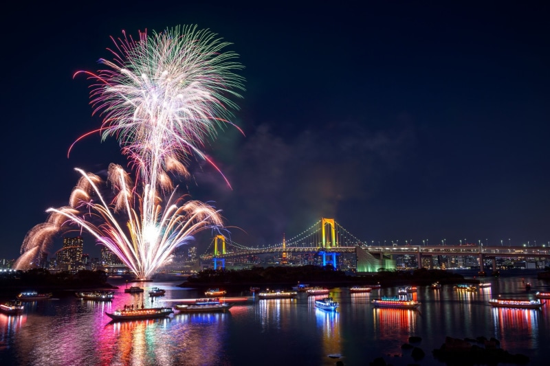 japon, night, way, tower, ray, panorama, bridges, rivers, building, towers, light, japan, tokyo, cities, panoramic, 1080P, monuments, architecture