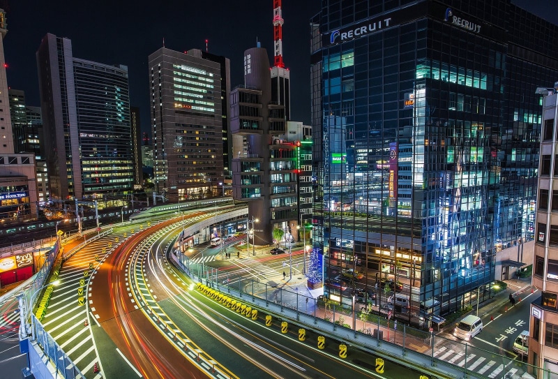 cities, monuments, tower, panorama, japan, light, panoramic, towers, way, 720P, japon, tokyo, bridges, building, architecture, night, ray, rivers