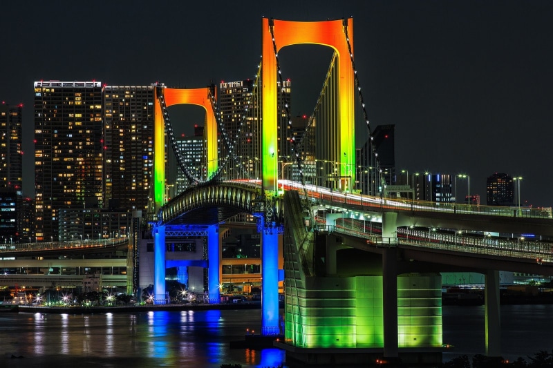 tower, rivers, way, 720P, bridges, panoramic, night, light, tokyo, japan, panorama, ray, towers, cities, japon, building, architecture, monuments