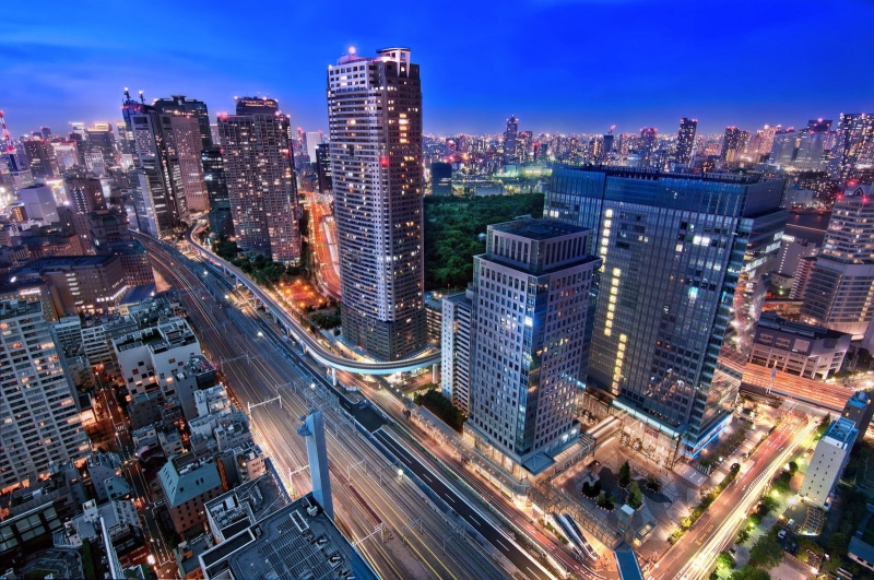 panoramic, towers, monuments, tokyo, cities, architecture, 720P, rivers, night, way, building, panorama, light, japon, japan, bridges, ray, tower