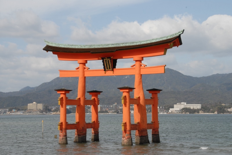 Miyajima, orange color, travel Destinations, outdoors, asia, day, built structure, belief, Japan, water, place of worship, Itsukushima, travel, china - East Asia