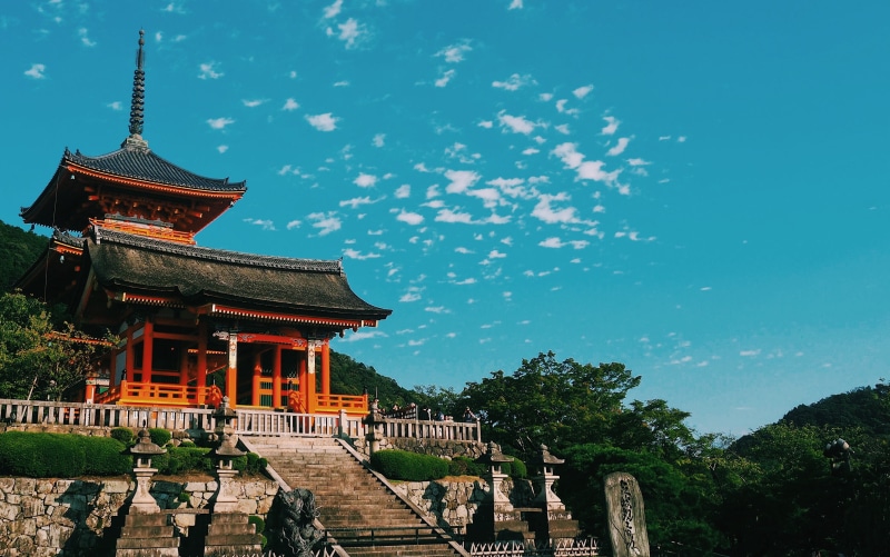 ancient, traditional, asia, low angle view, tree, landmark, japanese culture, historic, famous, japan, building exterior, scenic, kyoto, 4K, castle, nature