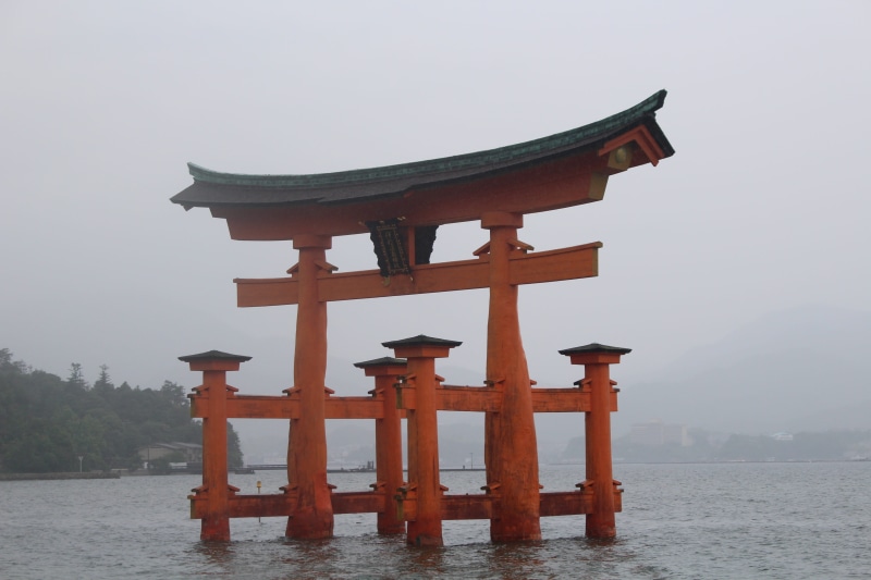 religion, lake, beauty in nature, architecture, tranquility, day, water, 5K, spirituality, no people, Miyajima, sky, Tori, tranquil scene, built structure