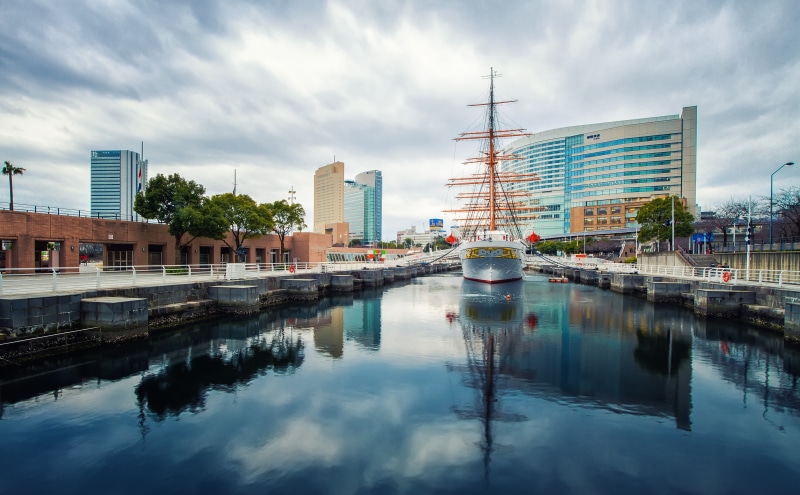 skyscraper, sky, architecture, Landscape, cloud - sky, landmarktower, prefecture, cityscape, outdoors, Buildings, 5K, Asia, nautical vessel, no people