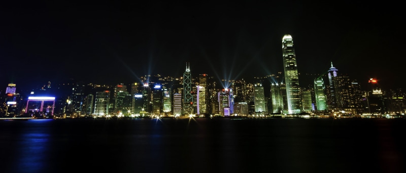 panorama, nightlife, lights, buildings, evening, financial district, asian, fog, urban skyline, asia, lighted, hk, china, cityscape, landmarks, no people