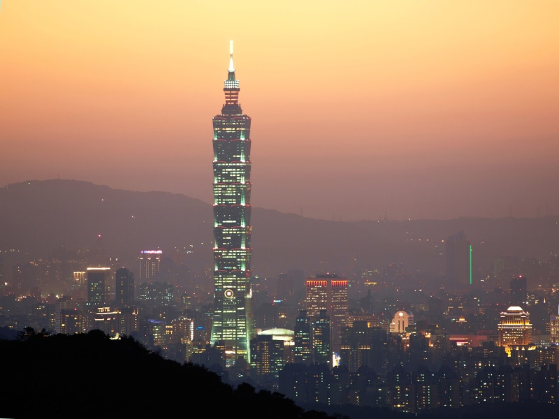 outdoors, Taipei 101, built Structure, travel destinations, building Exterior, 101, city, nature, photos, asia, financial district, urban Scene, dusk, landscape