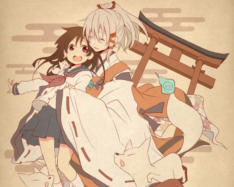hair, lifestyles, fun, childhood, females, relaxation, child, human representation, inari konkon koi iroha anime girls uka no mitama no kami fushimi inari