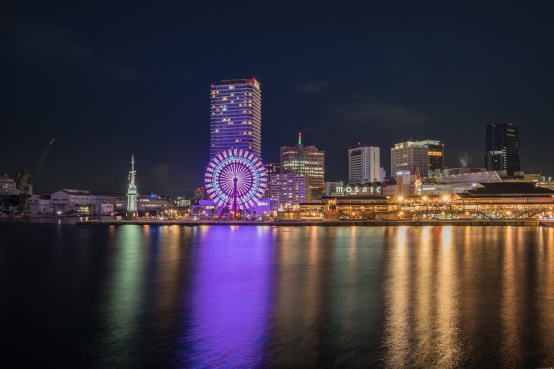 background, cityscape, landmark, no people, skyscraper, reflection, view, city, modern, office building exterior, scene, built structure, dusk, 5K, kobe