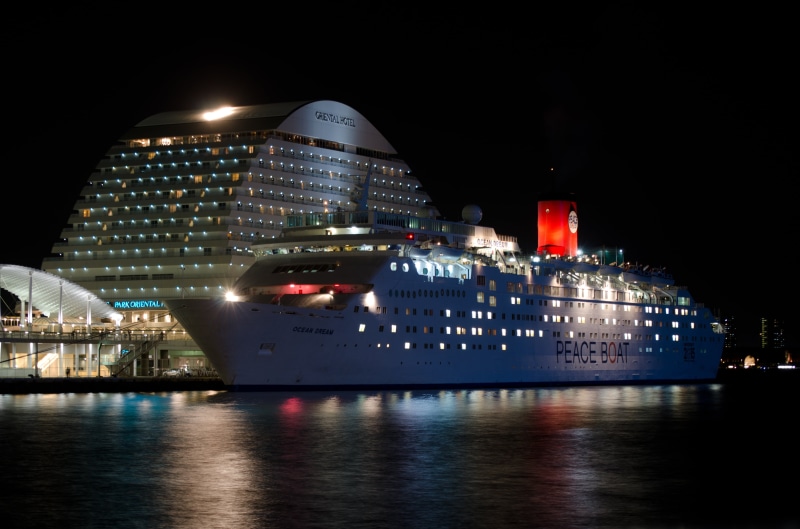 evening, built structure, port island, skyscraper, kansai, japan, building, travel destinations, government, sky, architecture, cruise, nightlife, transportation