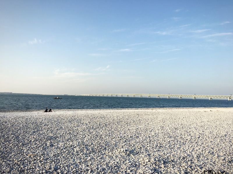 gulf, scenics - nature, horizon, nature, outdoors, 4K, bridge, water, sunlight, land, sea, sky, idyllic, horizon over water, blue, waterside, day, beauty in nature