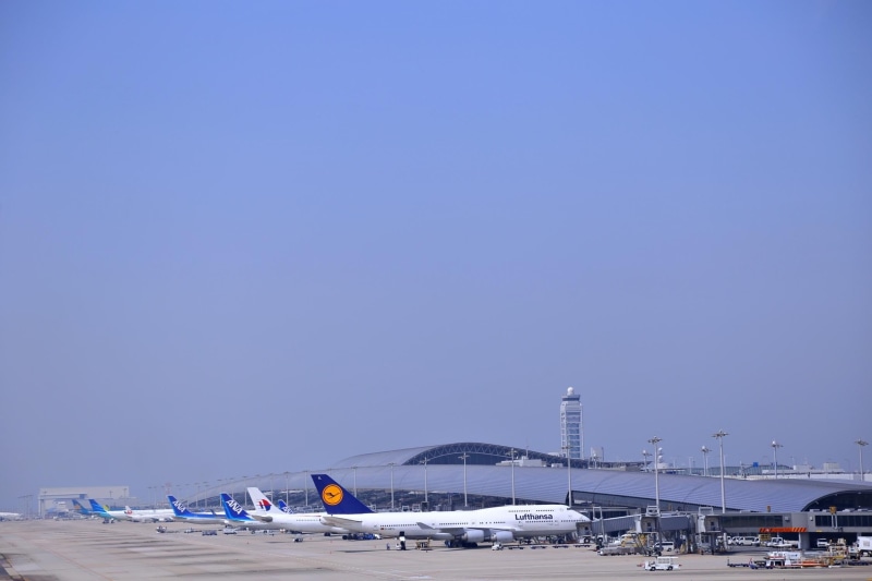 day, aerospace industry, architecture, copy space, water, mode of transportation, Japan, Kansai International Airport, boeing 747, kansai, airport, travel
