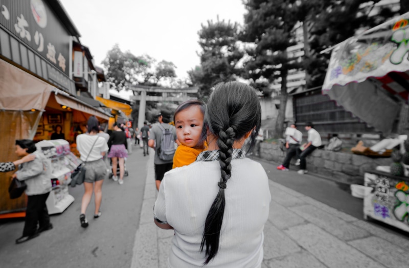 women, adult, offspring, 1080P, kyōto-shi, child, outdoors, japan, mom, built structure, building exterior, females, winter, real people, architecture