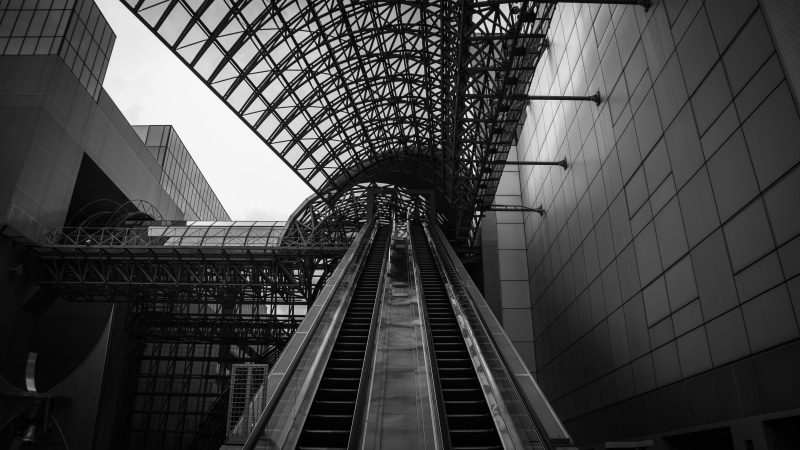 no people, directly below, lighting, skyscraper, japan, railing, plant, travel destinations, staircase, vehicle, nature, transportation, architecture, outdoors