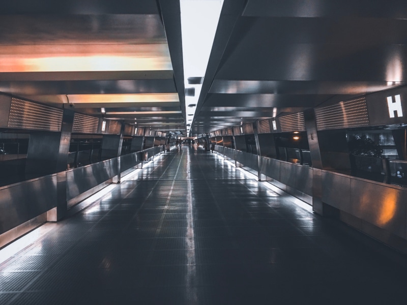 walkway, going subway, transportation, lighting equipment, light, convenience, no people, person, handrail, wood, direction, indoors, tiled floor, lighting