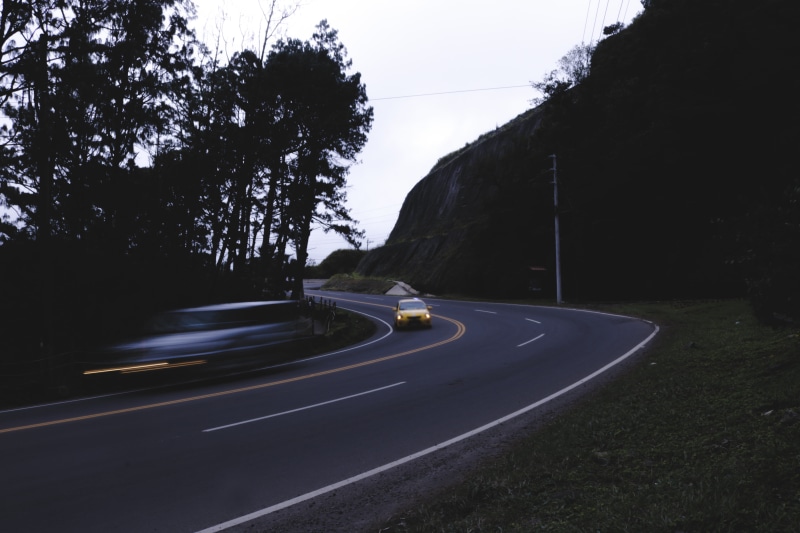street, motion, gray, highway, blurred motion, green, concrete, on the move, trip, night, speed, landscape, plant, road marking, nature, road, trees, grey