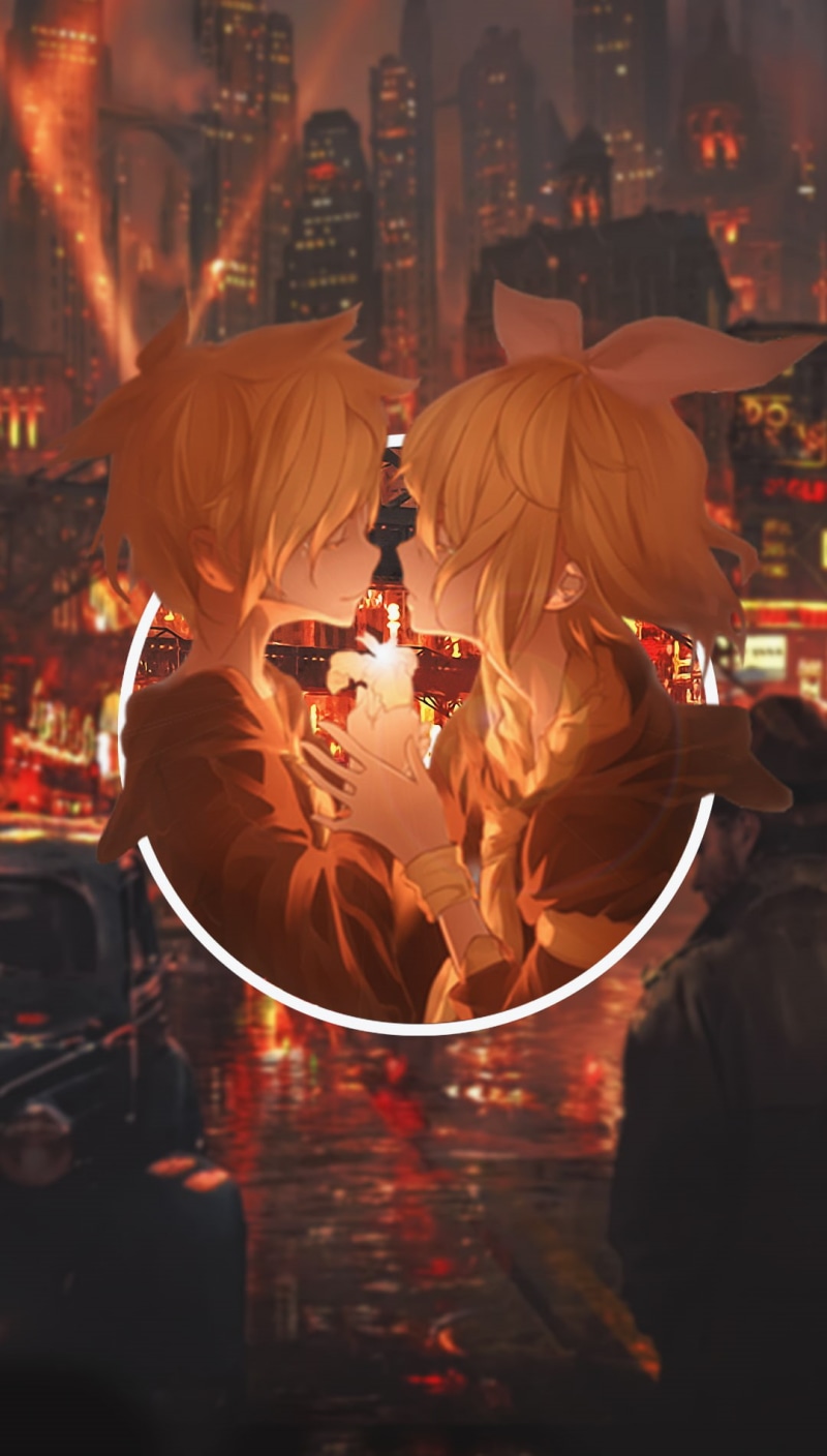 building, Kagamine Rin, men, group of people, anime, women, electric lamp, adult, illuminated, religion, spirituality, picture-in-picture, incense, Kagamine Len