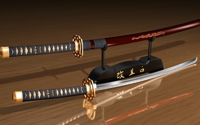 720P, Weapon, red, katana, Sword, sheathed, Fantasy, black
