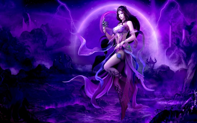 Girl, 1080P, Women Warrior, Fantasy, Woman, Purple