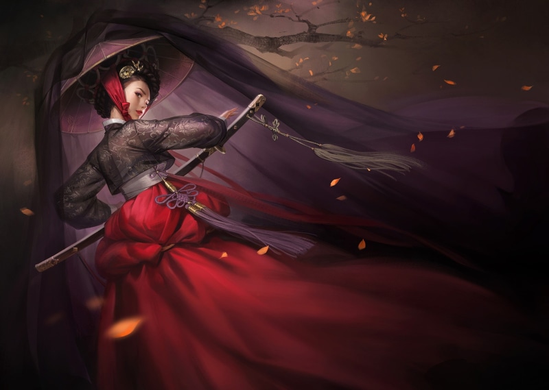 Katana, Fantasy, Asian Conical Hat, Girl, Woman Warrior, Oriental, Sword, 1080P, Women Warrior